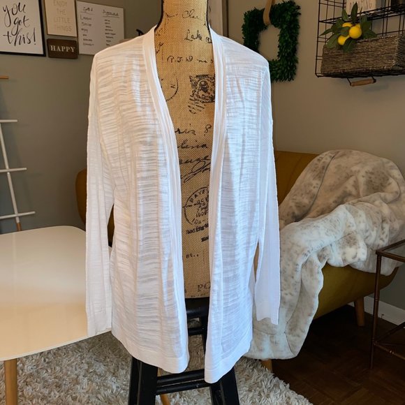 Ann Taylor Sweaters - Ann Taylor Loft White Open Cardigan Sz Large NWT
